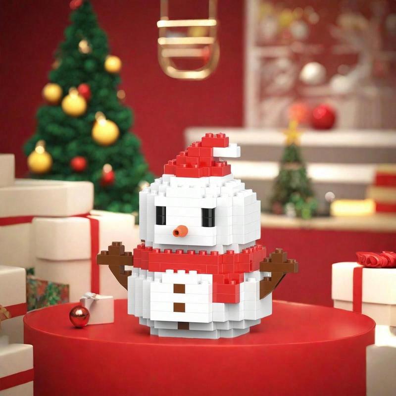 Santa Claus Design Building Blocks Toy, 1 Count Cute Micro-particle Building Bricks Ornament, Snowman & Reindeer Creative Desktop Decoration for Home Office