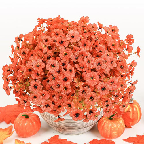 Last Day 70% OFF--💎Fall Artificial Flowers-UV Resistant Eucalyptus & Violet Stems for Indoor/Outdoor Decor, Perfect for Porches and Gardens