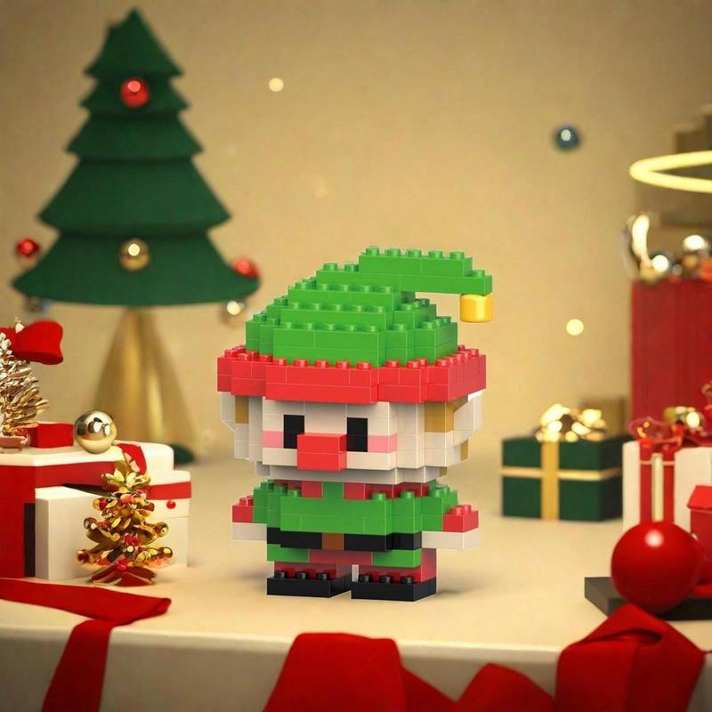 Santa Claus Design Building Blocks Toy, 1 Count Cute Micro-particle Building Bricks Ornament, Snowman & Reindeer Creative Desktop Decoration for Home Office