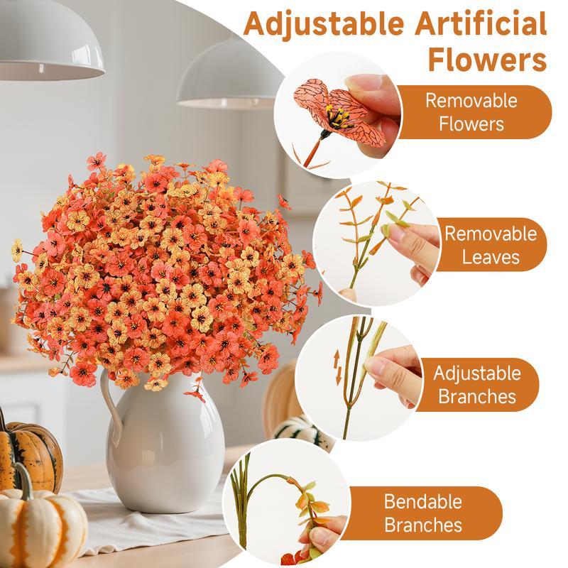 Last Day 70% OFF--💎Fall Artificial Flowers-UV Resistant Eucalyptus & Violet Stems for Indoor/Outdoor Decor, Perfect for Porches and Gardens