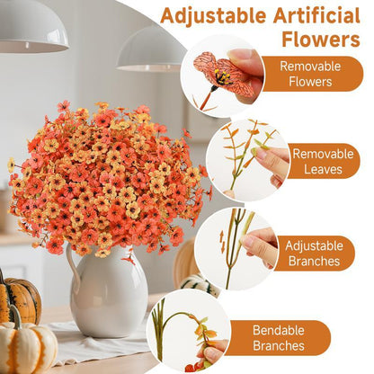 Last Day 70% OFF--💎Fall Artificial Flowers-UV Resistant Eucalyptus & Violet Stems for Indoor/Outdoor Decor, Perfect for Porches and Gardens