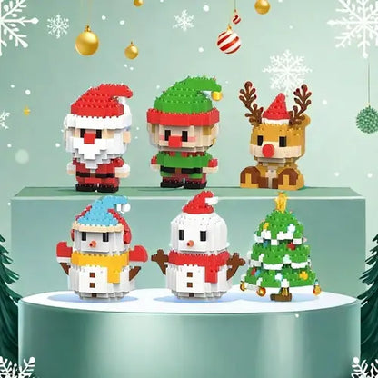 Santa Claus Design Building Blocks Toy, 1 Count Cute Micro-particle Building Bricks Ornament, Snowman & Reindeer Creative Desktop Decoration for Home Office