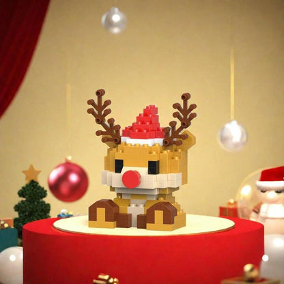 Santa Claus Design Building Blocks Toy, 1 Count Cute Micro-particle Building Bricks Ornament, Snowman & Reindeer Creative Desktop Decoration for Home Office