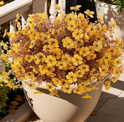 Last Day 70% OFF--💎Fall Artificial Flowers-UV Resistant Eucalyptus & Violet Stems for Indoor/Outdoor Decor, Perfect for Porches and Gardens