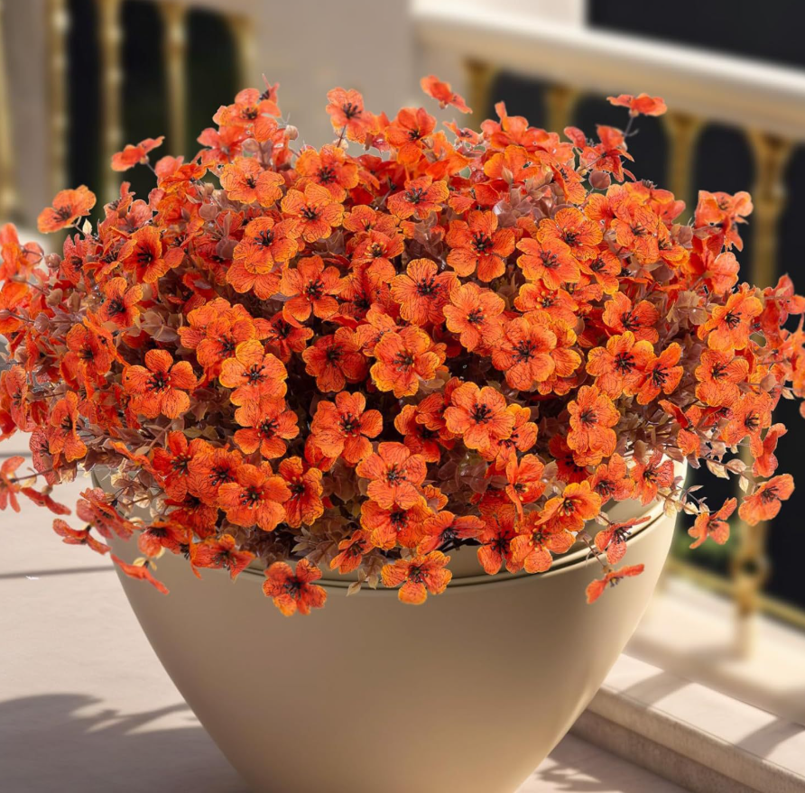 Last Day 70% OFF--💎Fall Artificial Flowers-UV Resistant Eucalyptus & Violet Stems for Indoor/Outdoor Decor, Perfect for Porches and Gardens