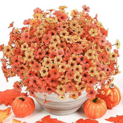 Last Day 70% OFF--💎Fall Artificial Flowers-UV Resistant Eucalyptus & Violet Stems for Indoor/Outdoor Decor, Perfect for Porches and Gardens
