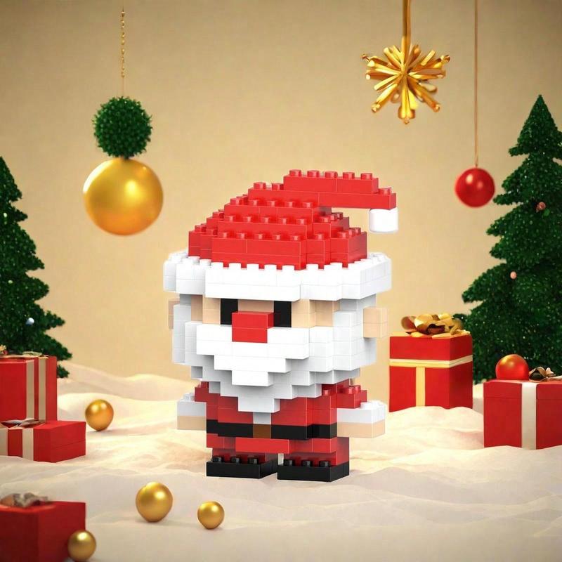 Santa Claus Design Building Blocks Toy, 1 Count Cute Micro-particle Building Bricks Ornament, Snowman & Reindeer Creative Desktop Decoration for Home Office